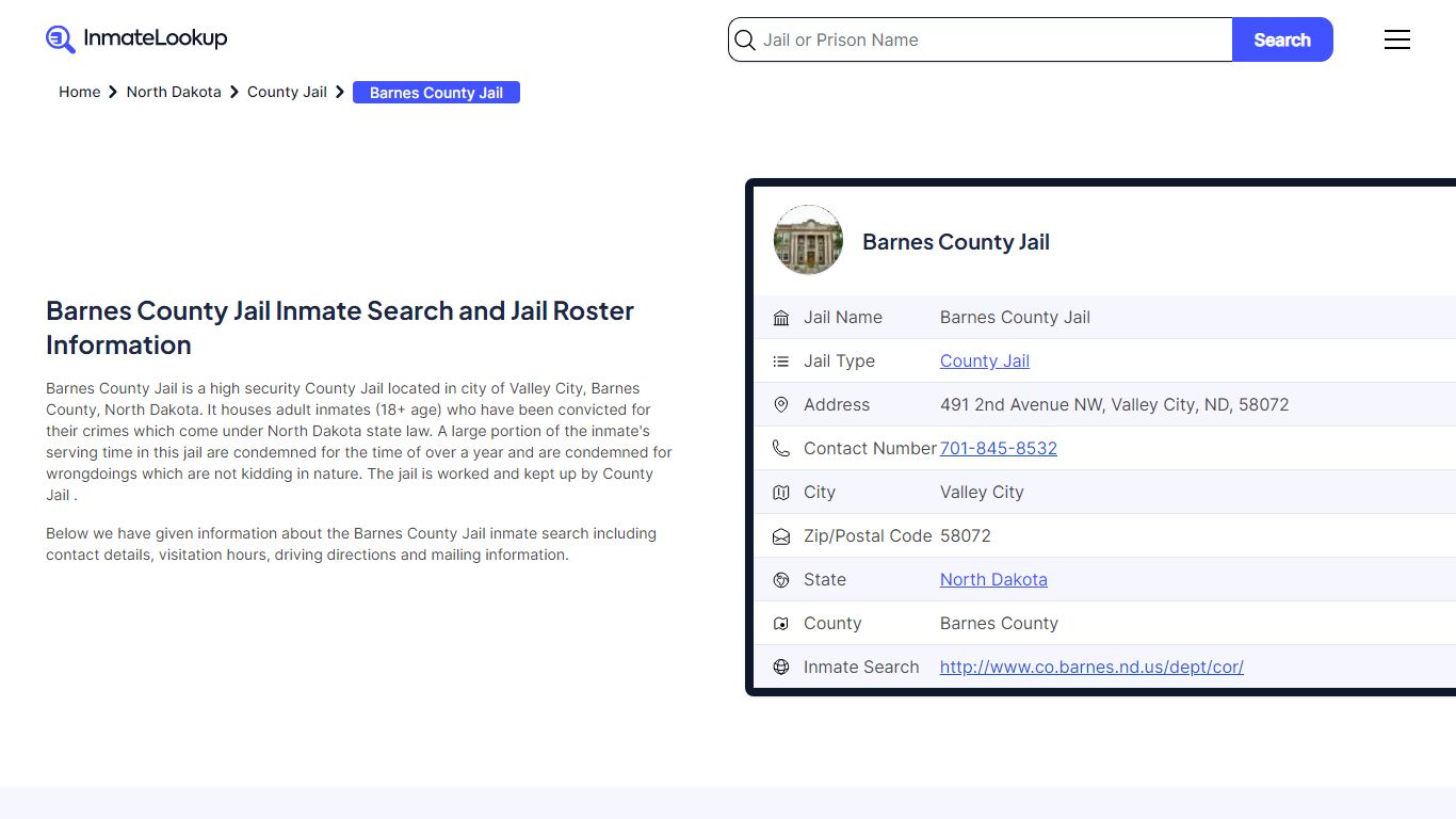 Barnes County Jail (ND) Inmate Search North Dakota - Inmate Lookup