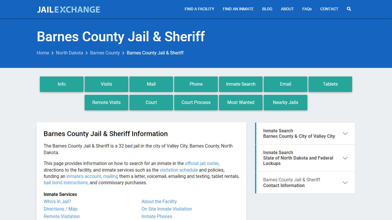 Barnes County Jail & Sheriff, ND Inmate Search, Information